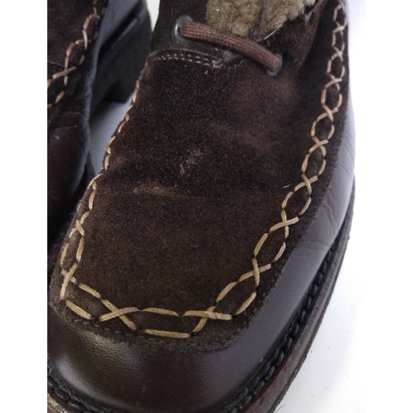 Bally Boots Womens Size 6 Makila Brown Leather Fur Lined Lace Up Winter Shoes - Picture 3 of 10